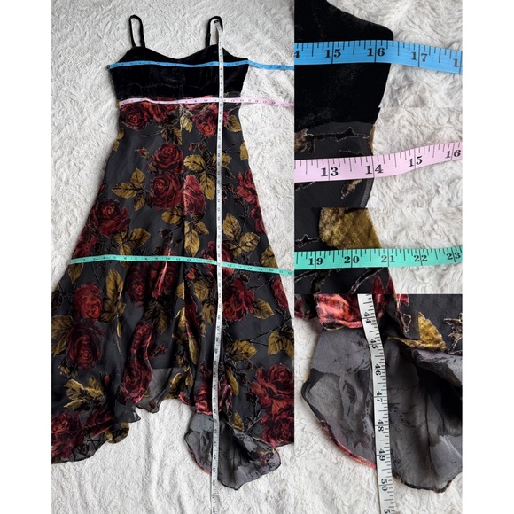 Newport News Velvet Burnout Floral Maxi Slip Dress Rose Print Gown Vintage Y2K S - Picture 5 of 16